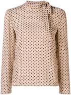 Red Valentino Polka Dotted Longsleeved Blouse - Neutrals