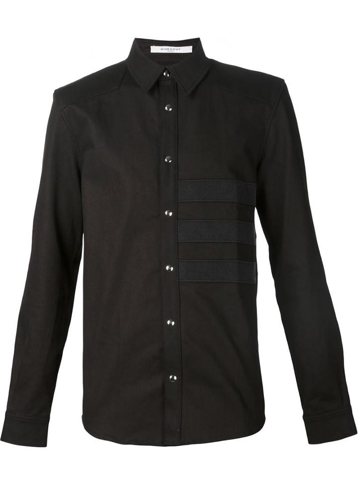 Givenchy Striped Applique Shirt, Men's, Size: Large, Black, Cotton/spandex/elastane
