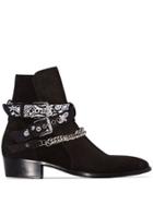 Amiri Bandana Strap Buckled Ankle Boots - Black