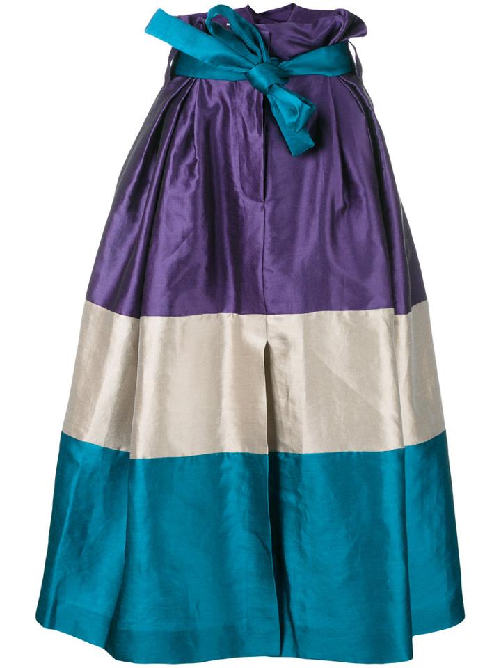 Alberta Ferretti - Striped Full Skirt - Women - Silk/linen/flax/polyamide/rayon - 42, Pink/purple, Silk/linen/flax/polyamide/rayon