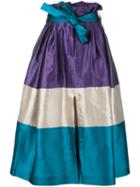 Alberta Ferretti - Striped Full Skirt - Women - Silk/linen/flax/polyamide/rayon - 42, Pink/purple, Silk/linen/flax/polyamide/rayon