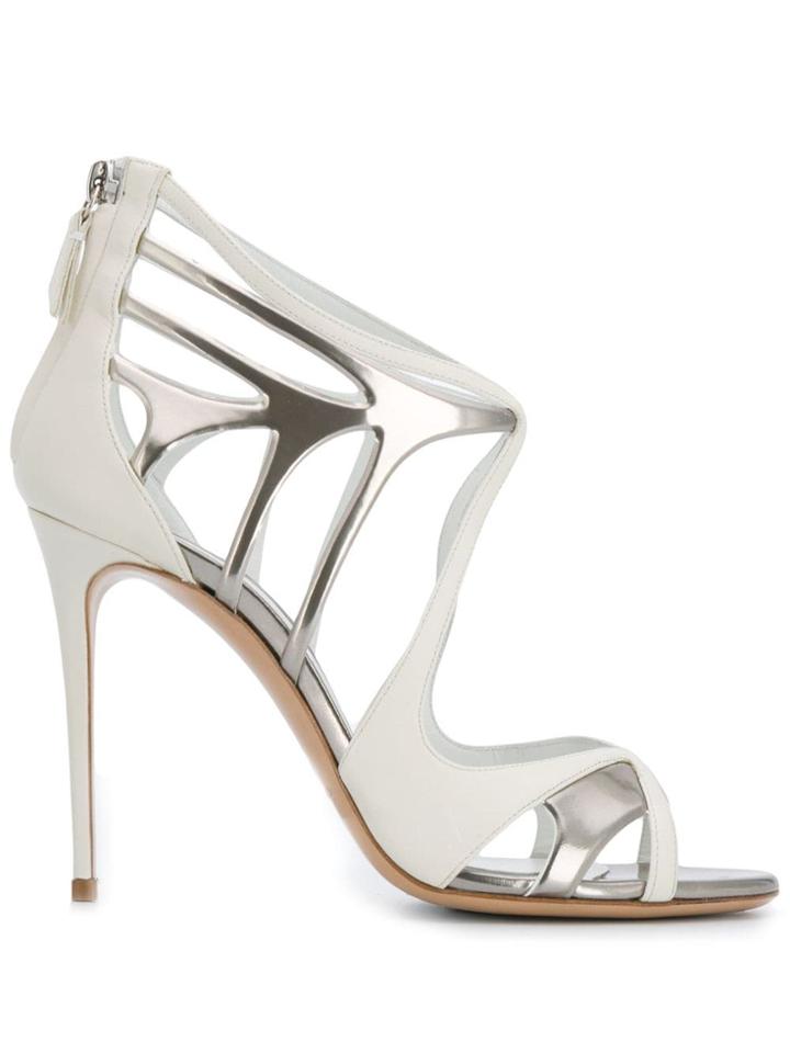 Casadei Metallic Stiletto Sandals - White