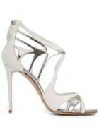 Casadei Metallic Stiletto Sandals - White