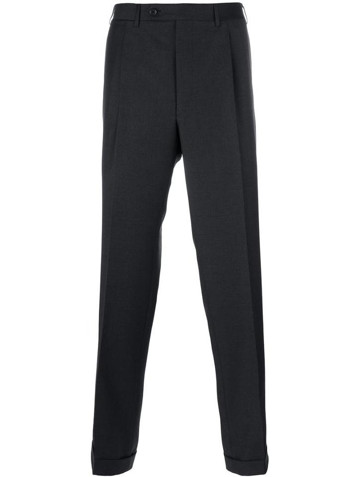 Canali Pleated Tailored Trousers, Men's, Size: 50, Grey, Wool