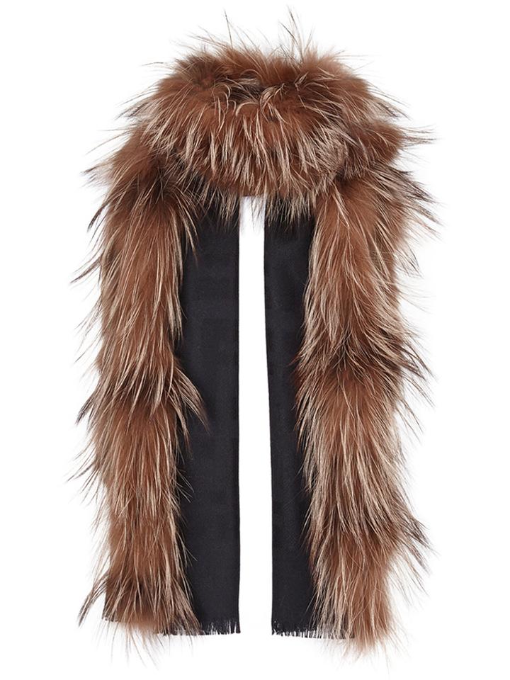Fendi Touch Of Fur Stole - Black