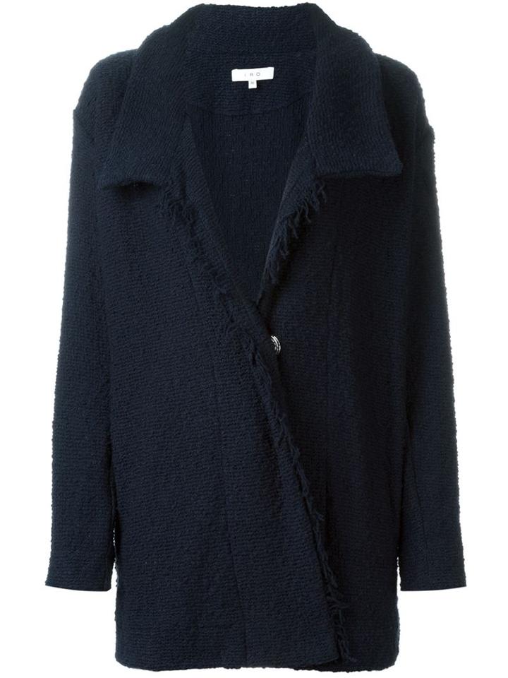 Iro Frayed Loop Knit Jacket, Women's, Size: 36, Blue, Cotton/polyamide/polyester