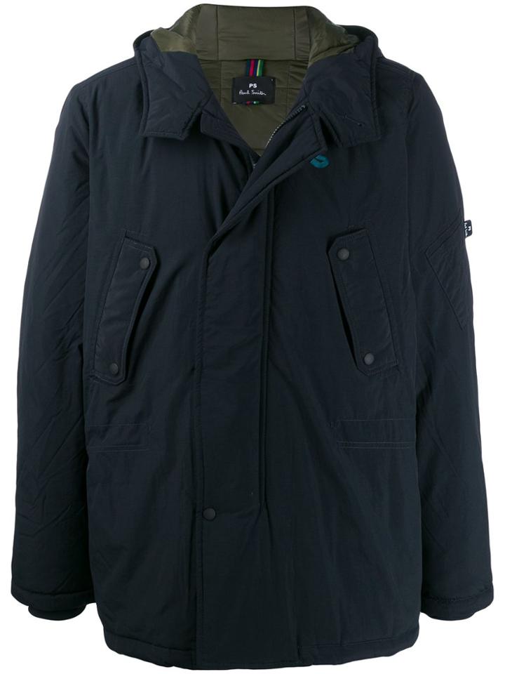 Ps Paul Smith Hooded Parka Coat - Blue