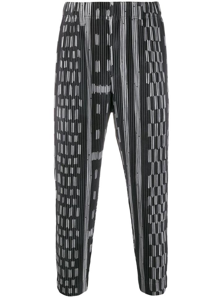 Homme Plissé Issey Miyake Abstract Pattern Tapered Trousers - Grey