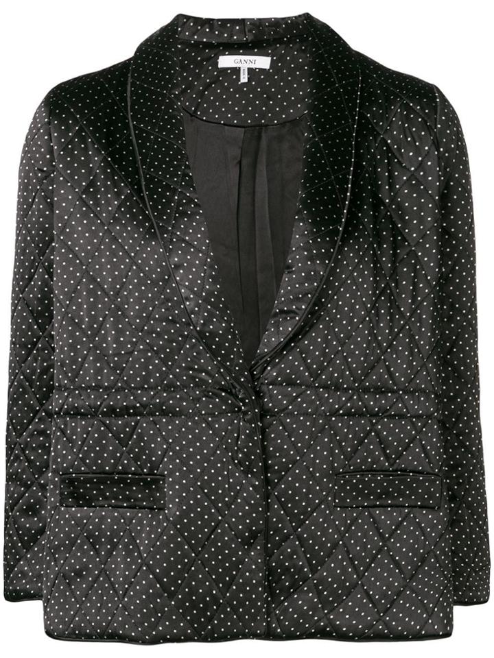 Ganni Cameron Polka-dot Quilted Jacket - Black