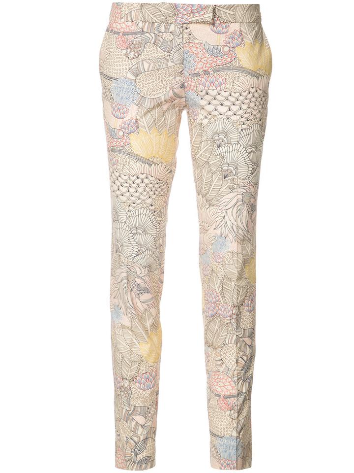 Barbara Bui - Embroidered Skinny Trousers - Women - Cotton - 40, Pink/purple, Cotton