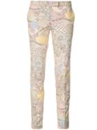 Barbara Bui - Embroidered Skinny Trousers - Women - Cotton - 40, Pink/purple, Cotton