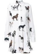 Stella Mccartney Dog Print Shirt Dress, Women's, Size: 38, White, Silk