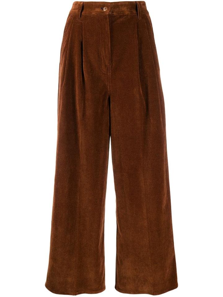 Brag-wette Corduroy Wide Leg Trousers - Brown