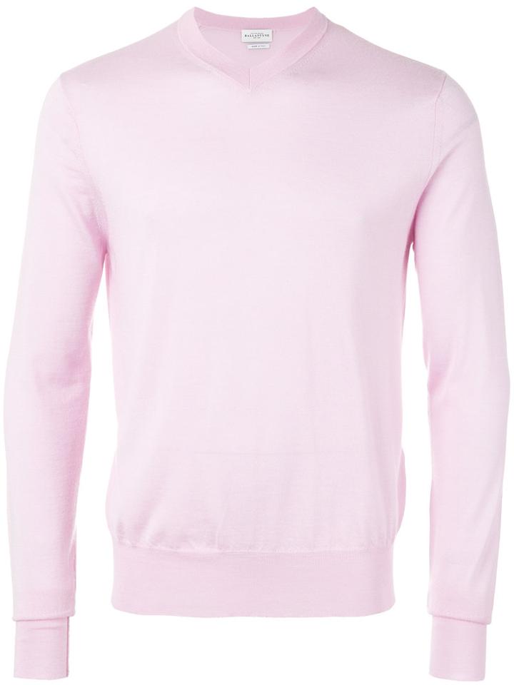 Ballantyne - V-neck Jumper - Men - Silk/cashmere - 50, Pink/purple, Silk/cashmere
