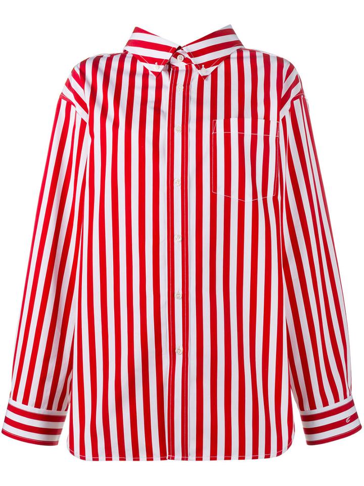 Balenciaga Oversized Striped Shirt, Women's, Size: 42, Red, Cotton/polyester
