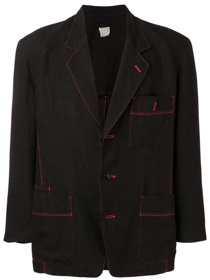 Issey Miyake Vintage 1980's Contrast-stitch Jacket - Black