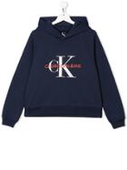 Calvin Klein Kids Teen Logo Print Hoodie - Blue