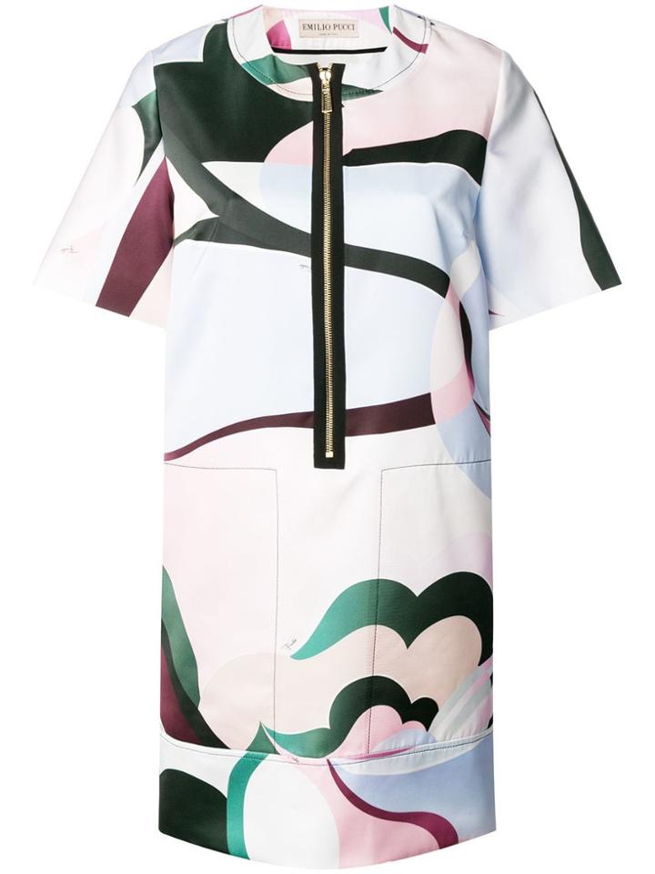 Emilio Pucci Front Zip T-shirt Dress - Pink & Purple