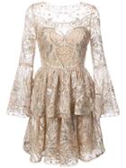 Marchesa Notte Sequin Embroidered Tulle Dress - Nude & Neutrals