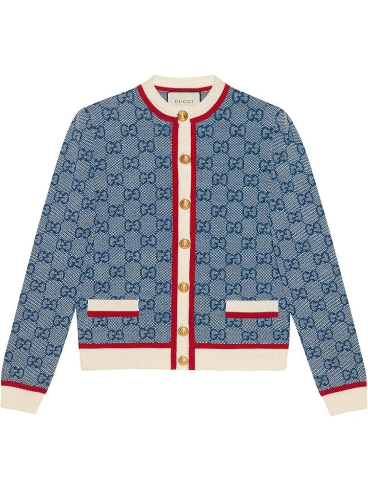 Gucci Gg Knit Cardigan - Blue