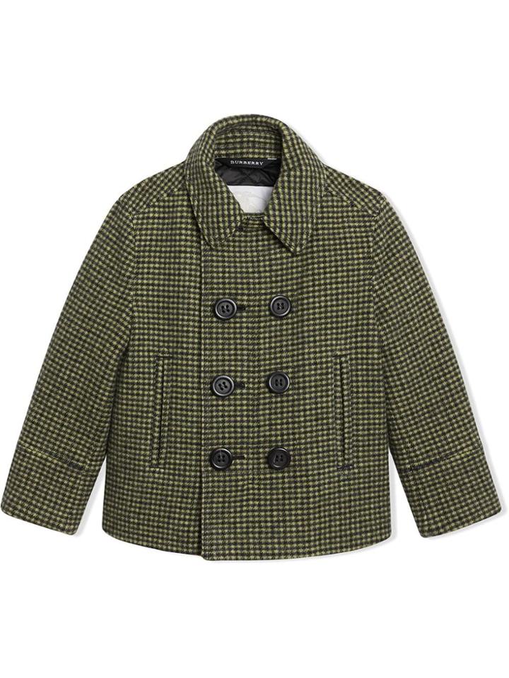 Burberry Kids Teen Checked Coat - Green
