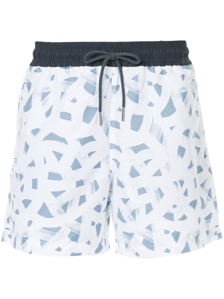 Venroy Geometric Print Swim Shorts - White