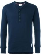 Thom Browne Henley Longsleeved T-shirt, Men's, Size: 3, Blue, Cotton