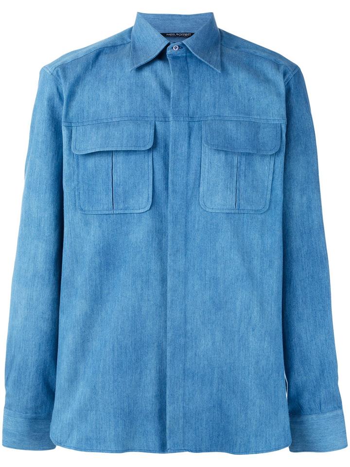 Neil Barrett - Denim Shirt - Men - Silk/cotton/polyester - 41, Blue, Silk/cotton/polyester