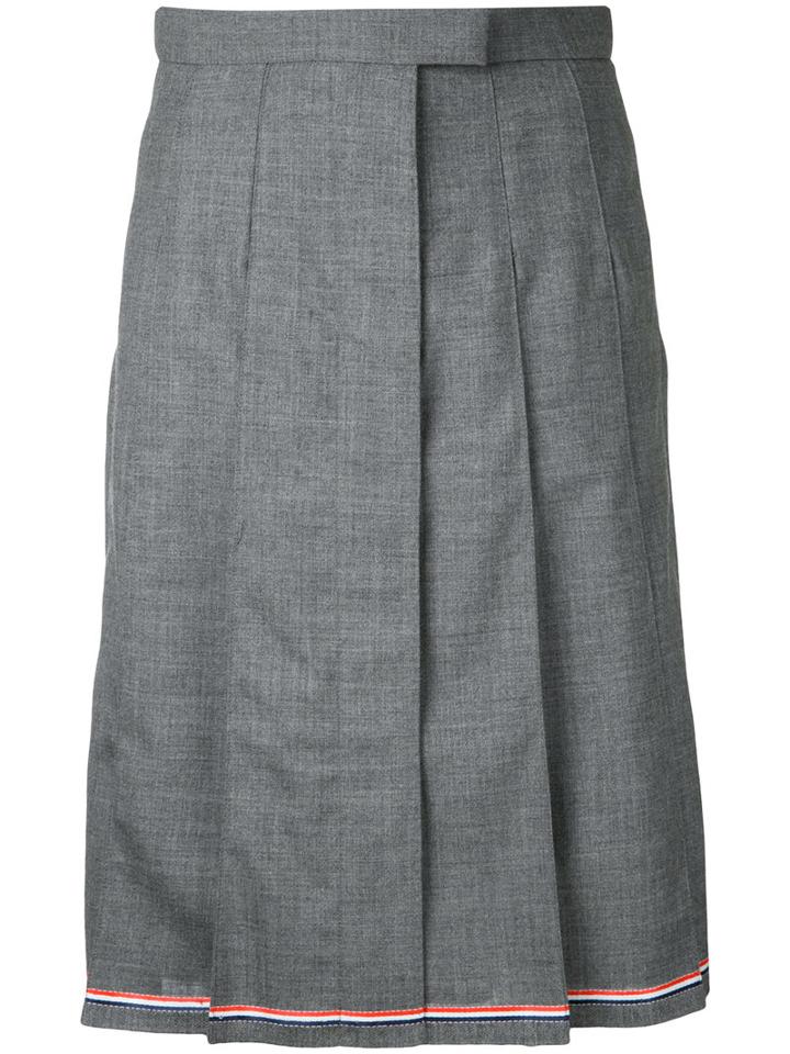 Thom Browne Pleated Skirt, Women's, Size: 40, Grey, Wool