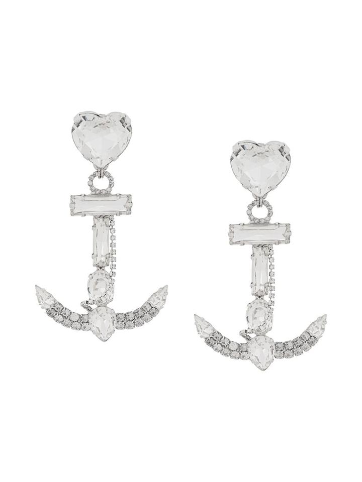 Alessandra Rich Heart Anchor Earrings - Silver