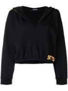 Styland Oversized Hood Cropped Sweater - Black