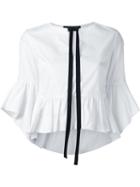 Christian Pellizzari Black Trim Peplum Shirt, Women's, Size: 42, White, Cotton