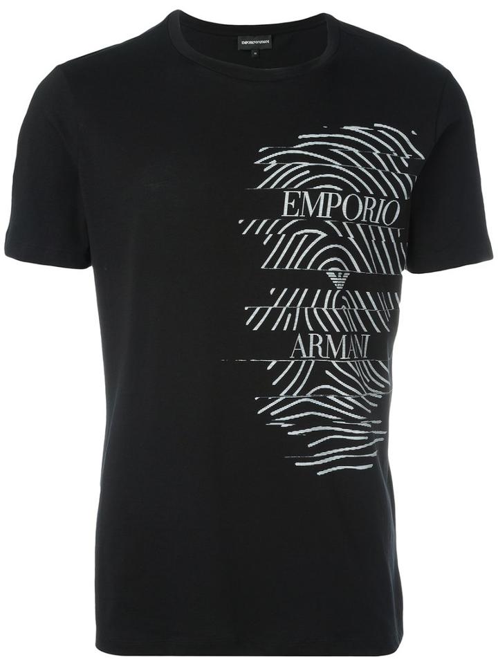 Emporio Armani Logo Print T-shirt, Size: Xxl, Black, Cotton