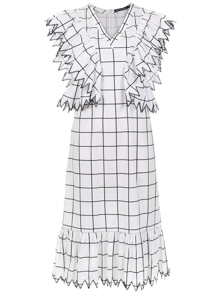 Reinaldo Lourenço Check Print Dress - White