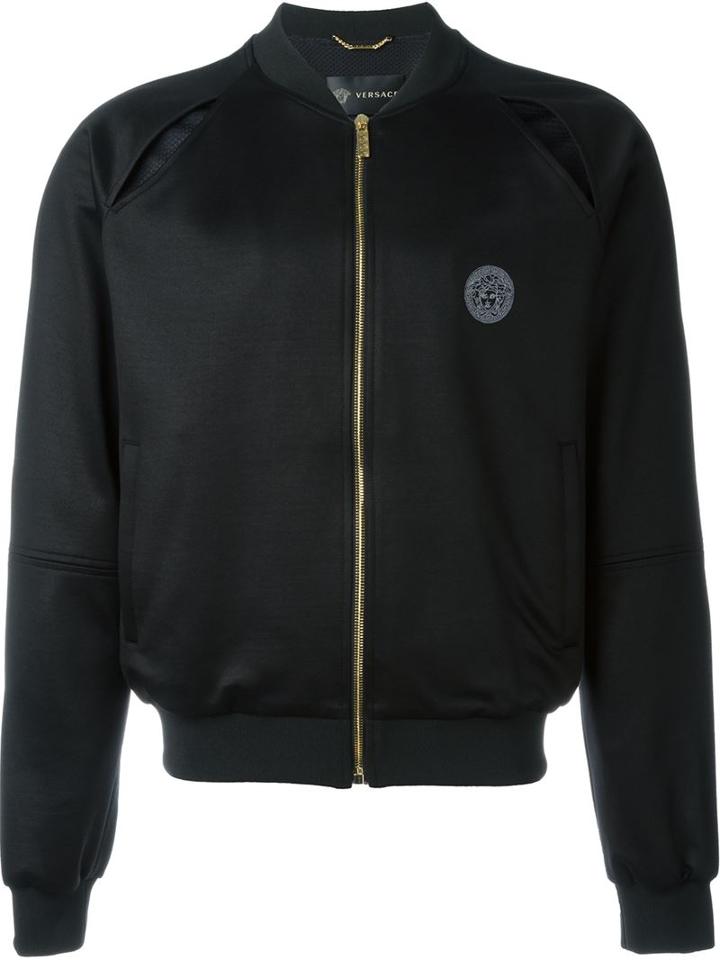 Versace Medusa Bomber Jacket, Men's, Size: 48, Black, Silk/cotton/polyamide/cotton