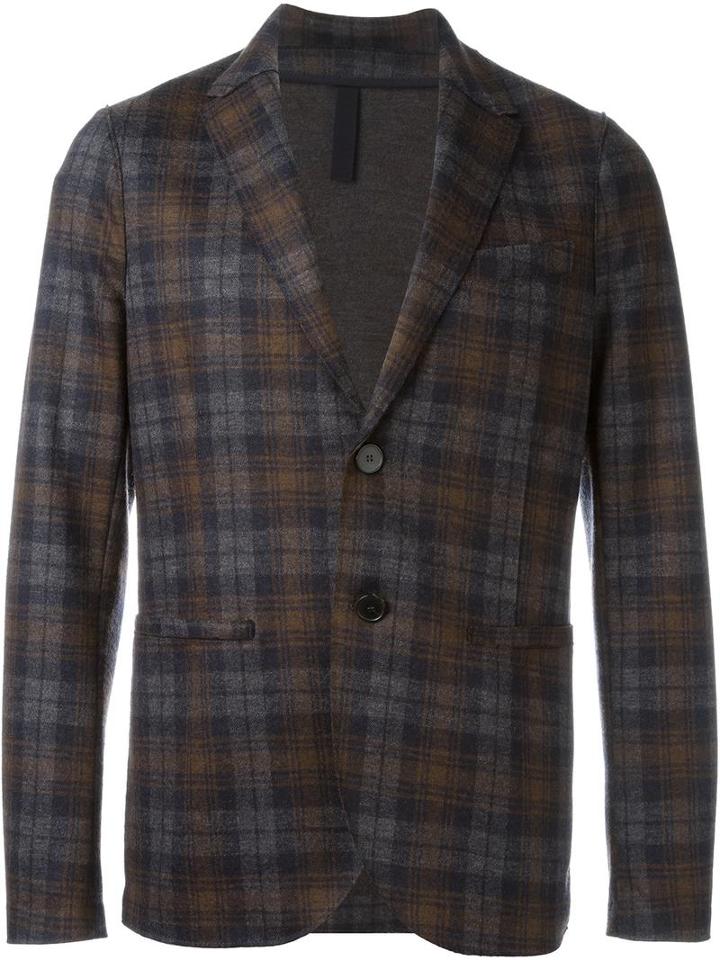 Harris Wharf London Checked Button Down Blazer, Men's, Size: 56, Blue, Virgin Wool