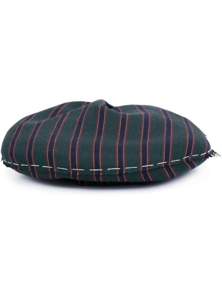 Maison Michel Blazer Stripes Beret, Women's, Size: Small, Green, Cotton/wool