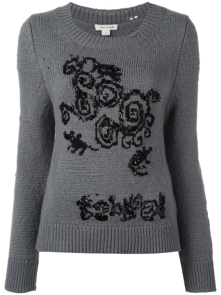 Marc Jacobs Distressed Knit Jumper - Grey