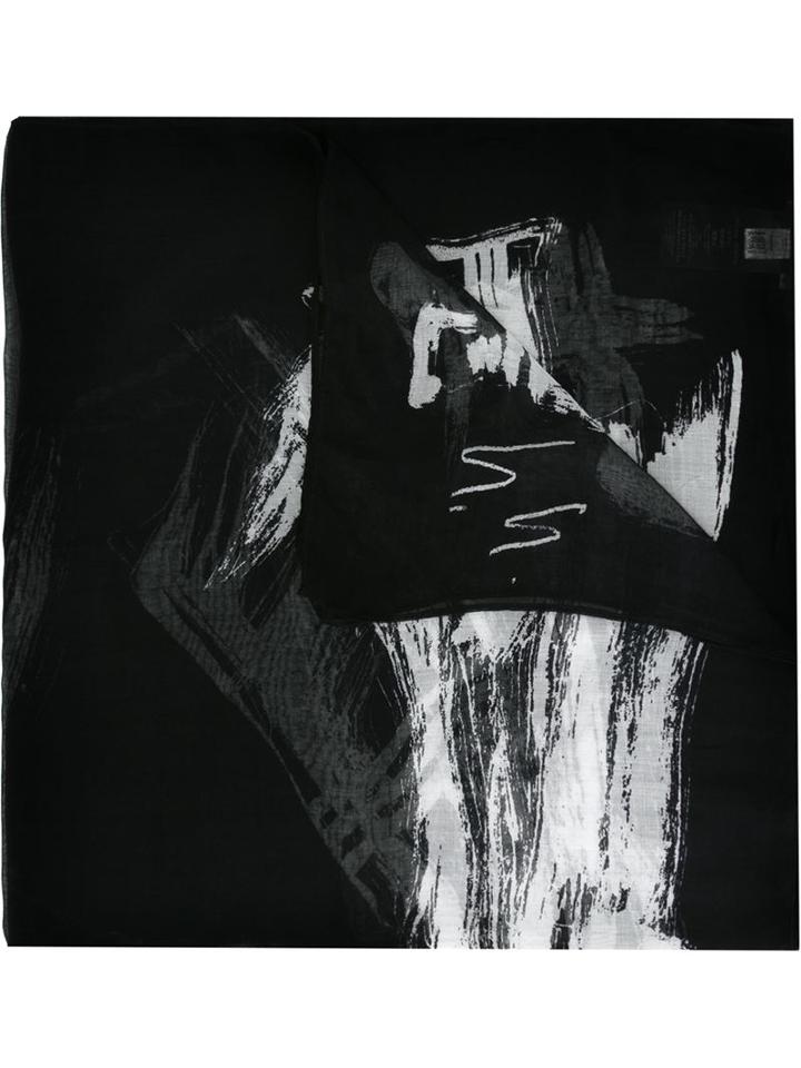 Y-3 Printed Scarf, Adult Unisex, Black, Modal