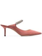Jimmy Choo Pink Bing 65 Crystal Strap Suede Leather Pumps