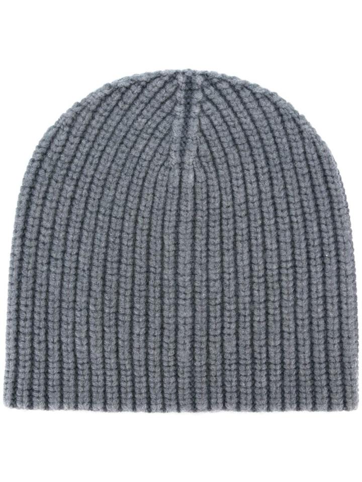 Eleventy Ribbed Knit Beanie, Men's, Grey, Virgin Wool