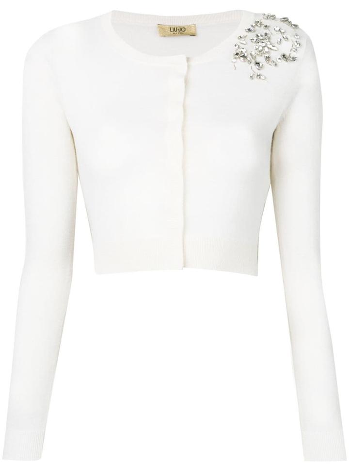 Liu Jo Cropped Cardigan With Embellishments - White