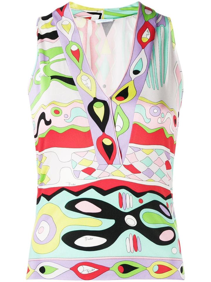 Emilio Pucci Pre-owned Psychedelic Print Sleeveless Blouse - Green