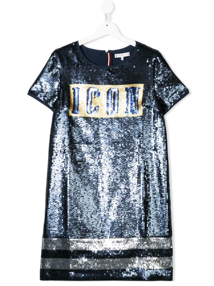 Tommy Hilfiger Junior Icon Sequin Dress - Blue
