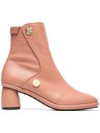 Reike Nen Pink Curved 80 Leather Ankle Boots - Pink & Purple