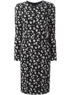 Dolce & Gabbana Floral Print Sheath Dress, Women's, Size: 42, Black, Viscose/silk/spandex/elastane