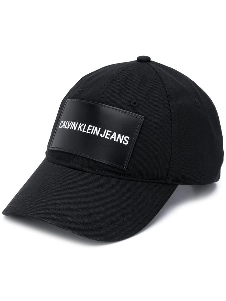 Ck Calvin Klein Contrast Logo Baseball Cap - Black
