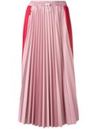 Moncler Two Tone Pleated Skirt - Red