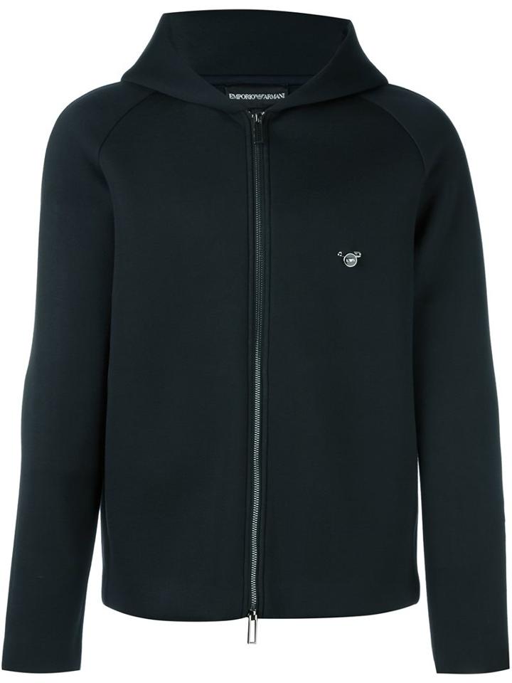 Emporio Armani Logo Plaque Hoodie, Men's, Size: Small, Black, Modal