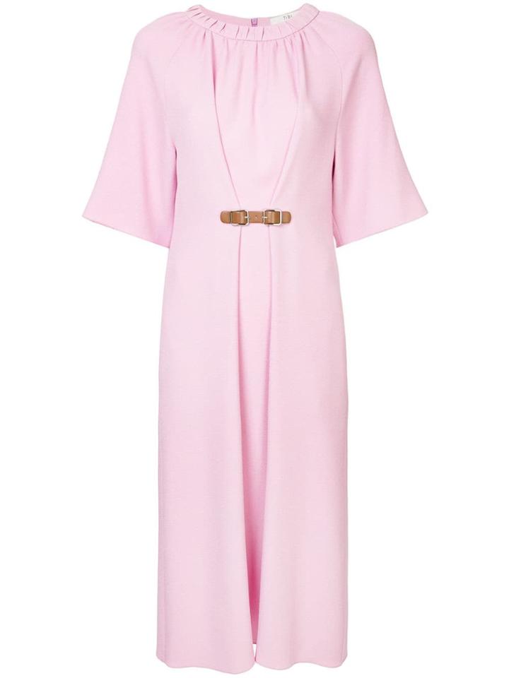 Tibi Shirred Neck Midi Dress - Pink